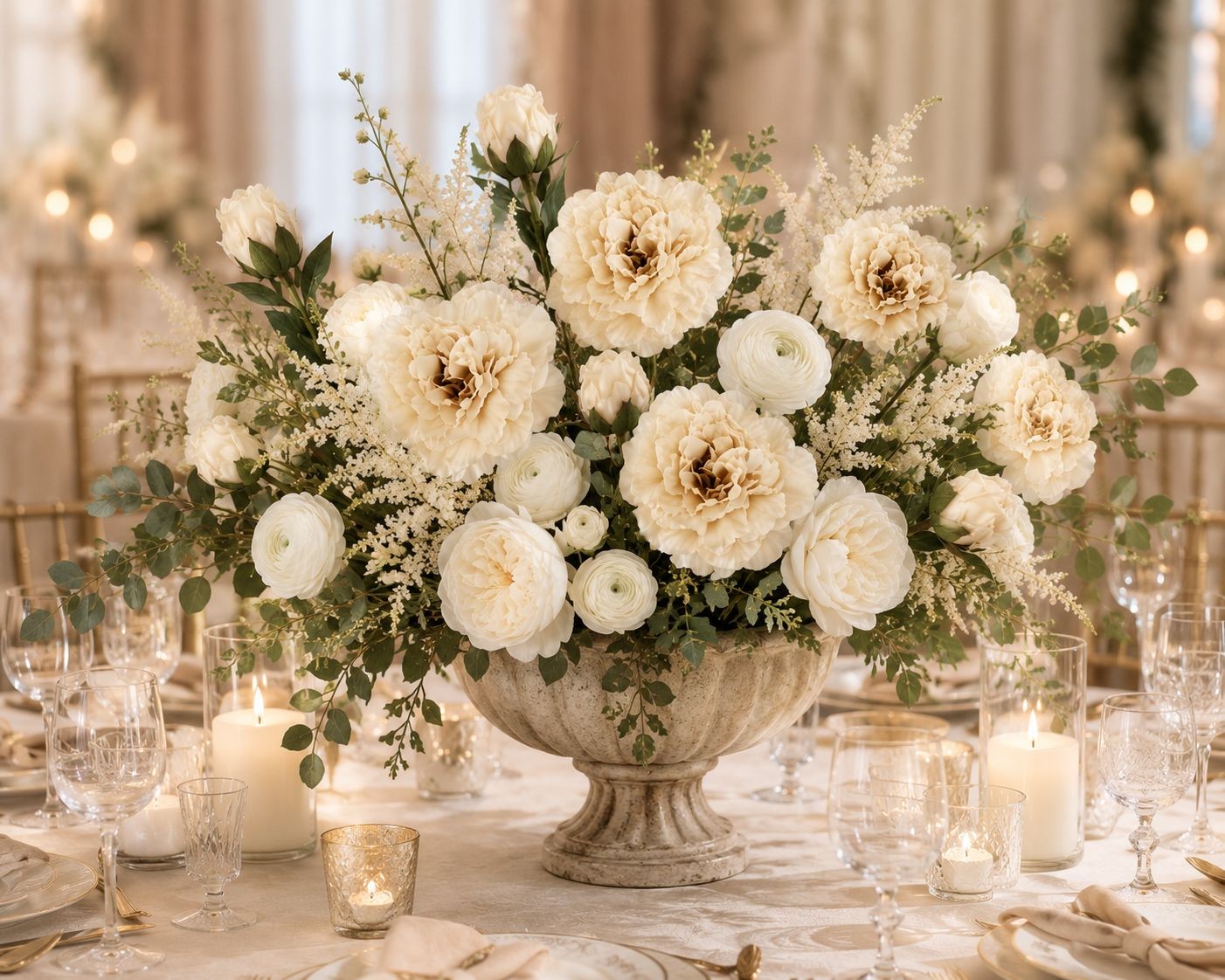 Cream Artificial Peony Stem 18 Inch Faux Peony Flower Stem Wedding Bouquet Flora