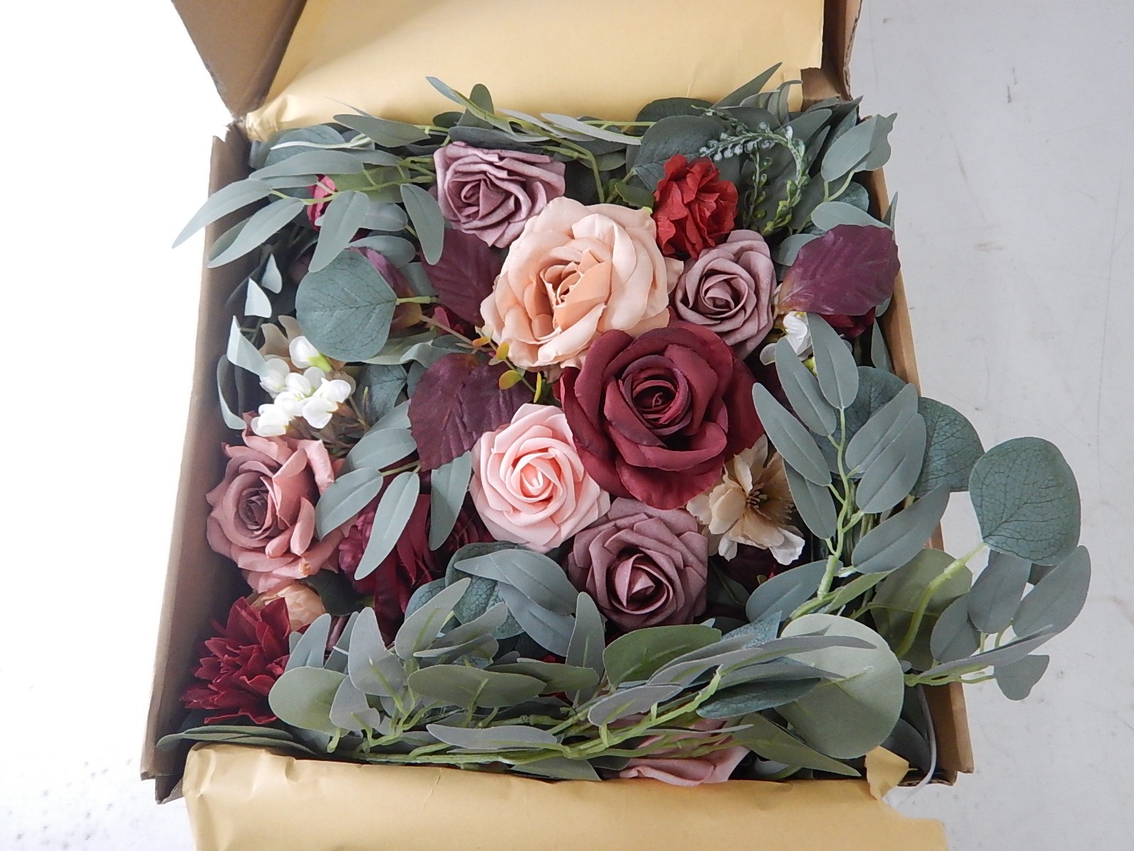 Deluxe Wine Red Artificial Wedding Arch Flowers with Drapes Kit-Pack of 5
