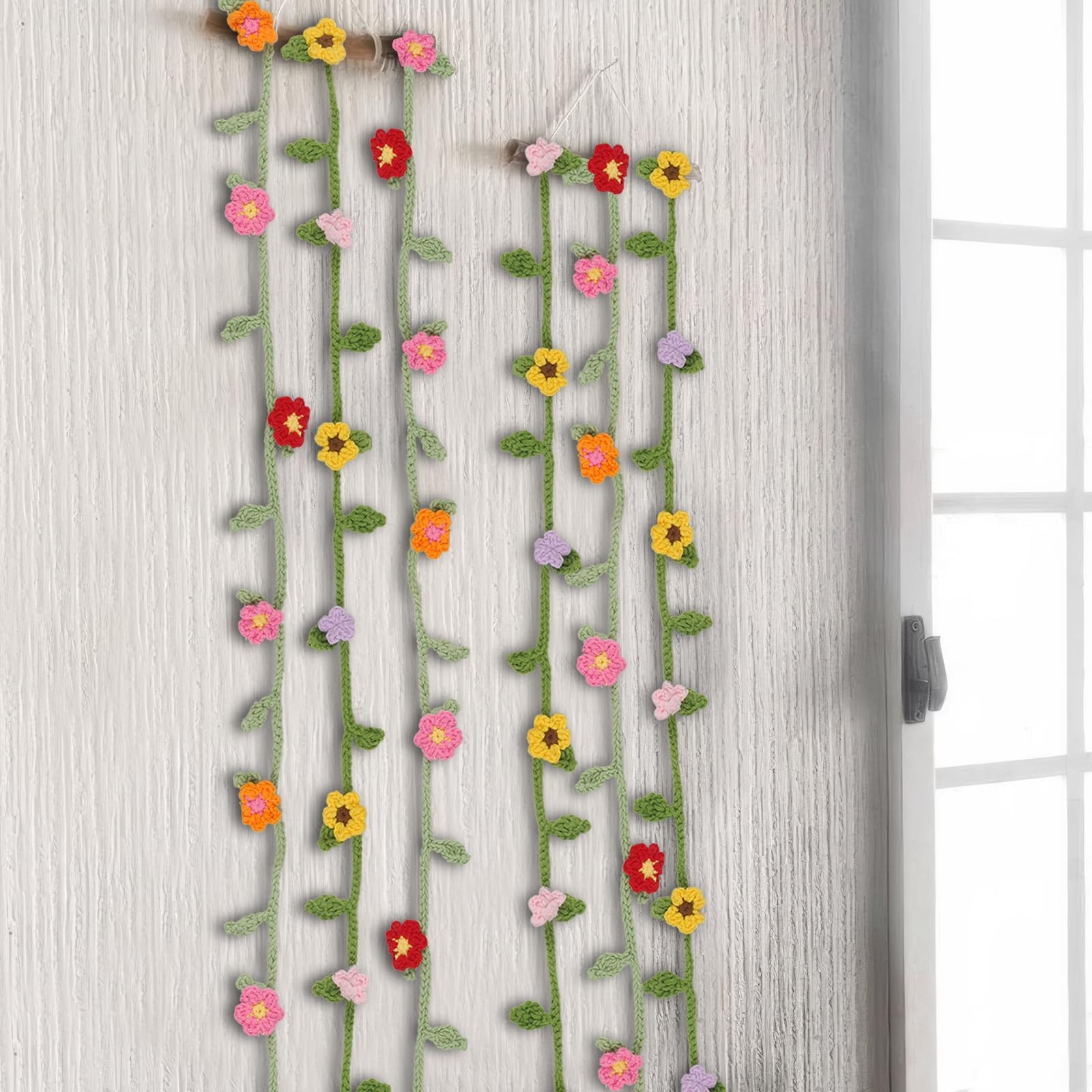 2 Pcs Crochet Flowers Hanging Plant Daisy Sunflower for Accessories Car Flowe…