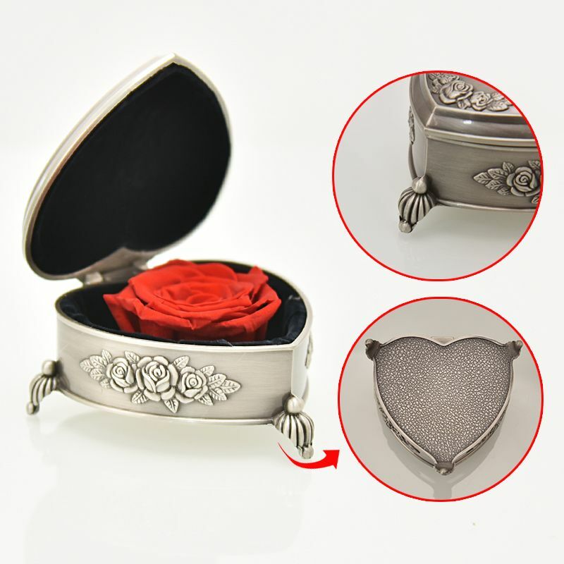Preserved Fresh Rose Flower Jewelry Box Birthday Wedding Valentine Gifts Womens