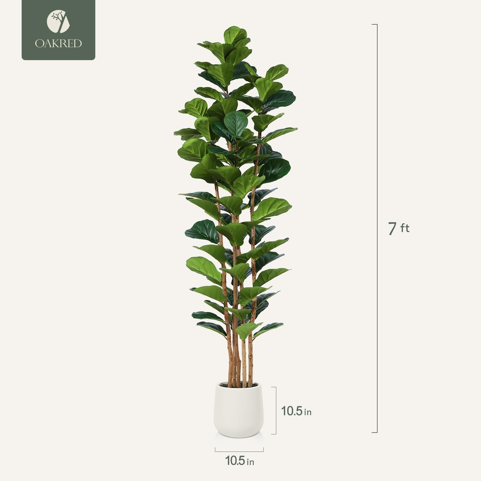 7ft Artificial Fiddle Leaf Fig Tree with White Planter, Tall Fake Tree with 5…