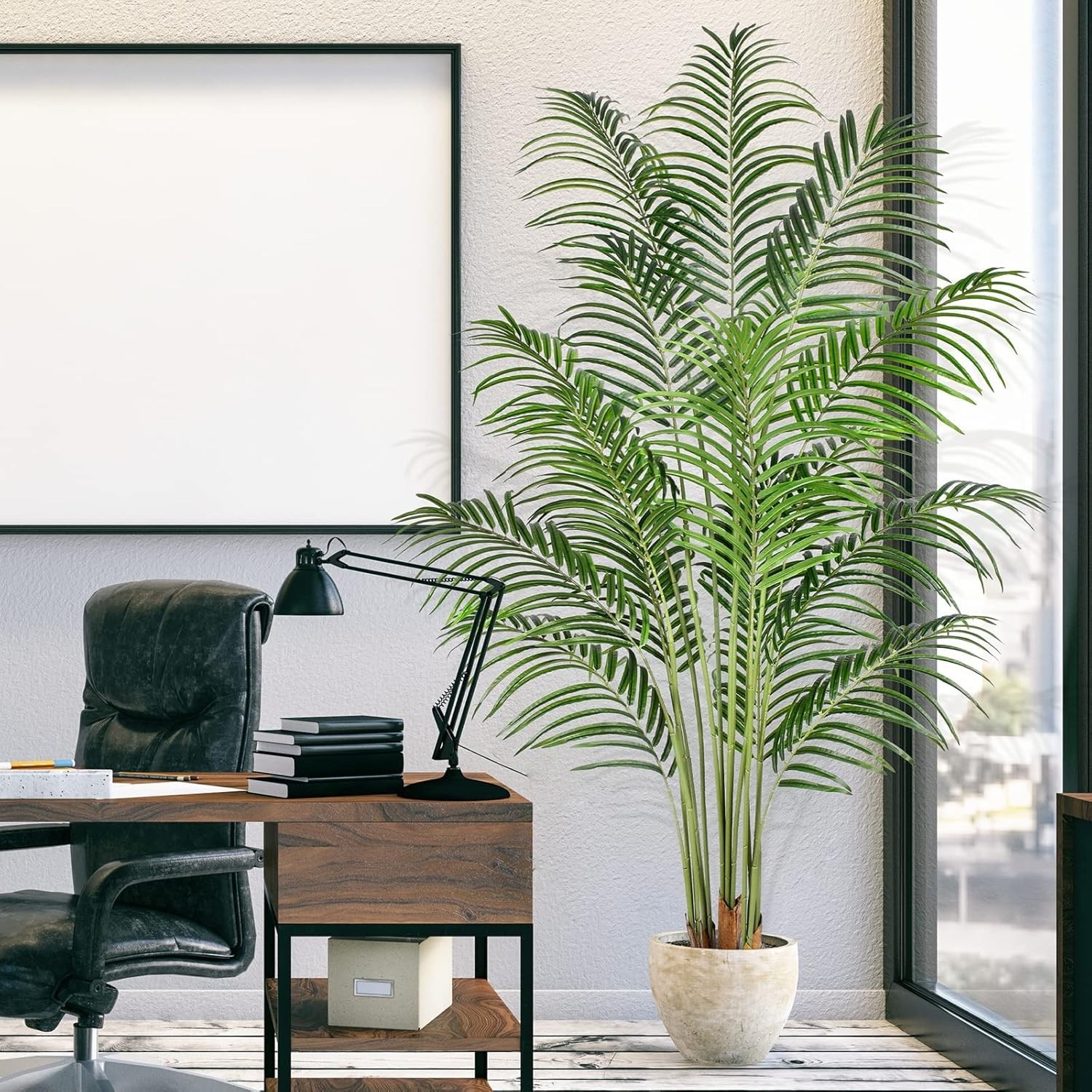 Lifelike 6ft Palm Tree with 18 Leaves – Faux Silk Plant