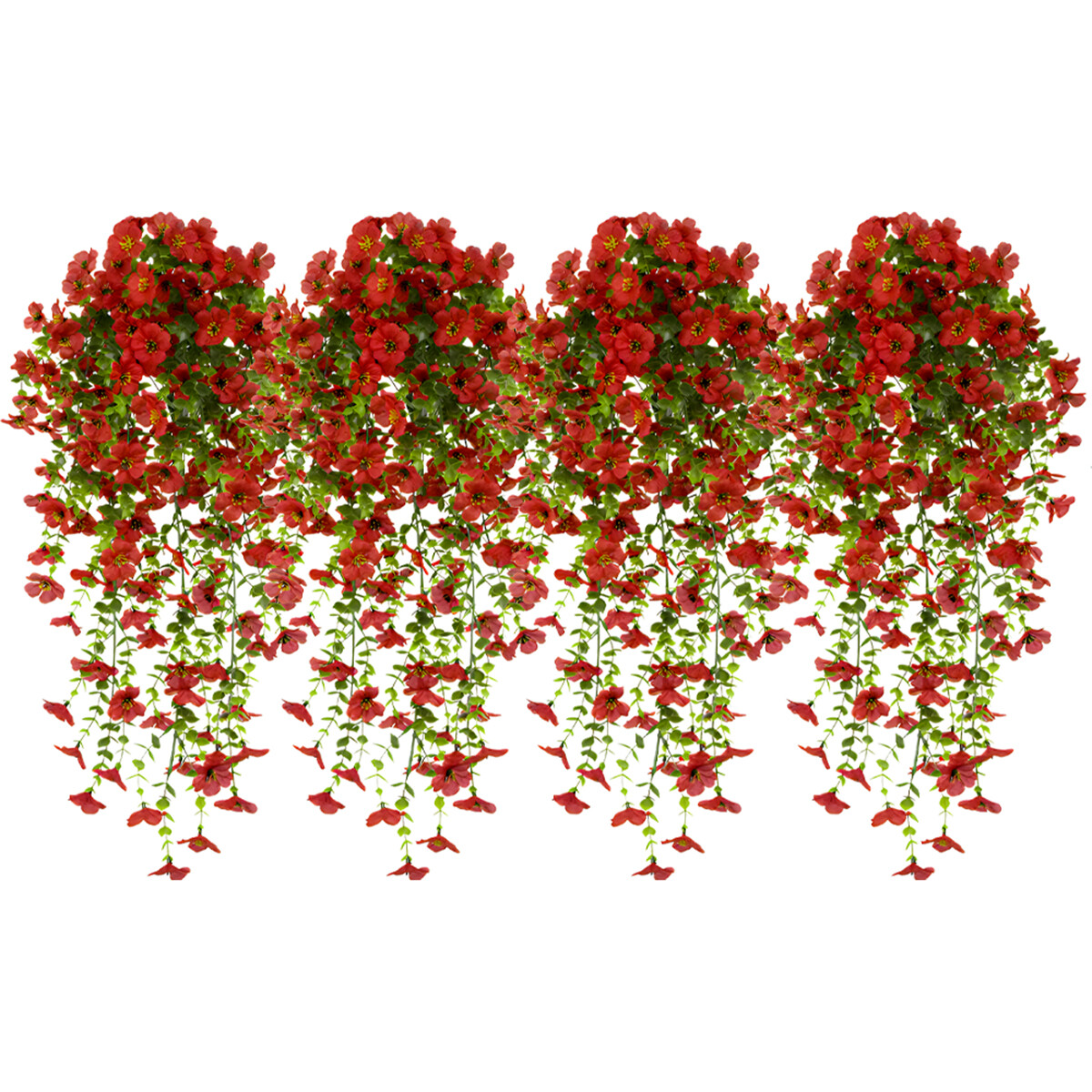 4PCS Artificial Fake Hanging Basket Plants Silk Flowers Vine Home Outdoor Decor