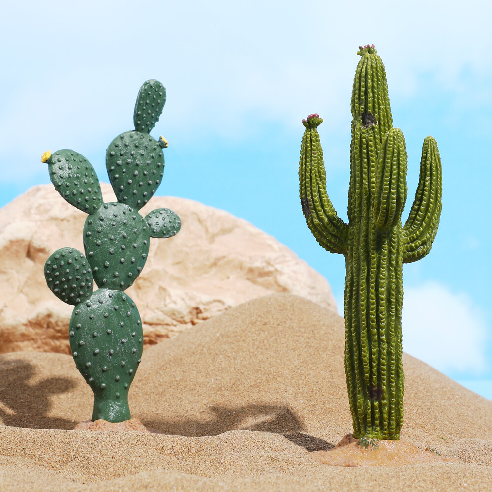 2 Pcs Decorative Cactus Artificial Plants Model Office Fake Greenery Décor