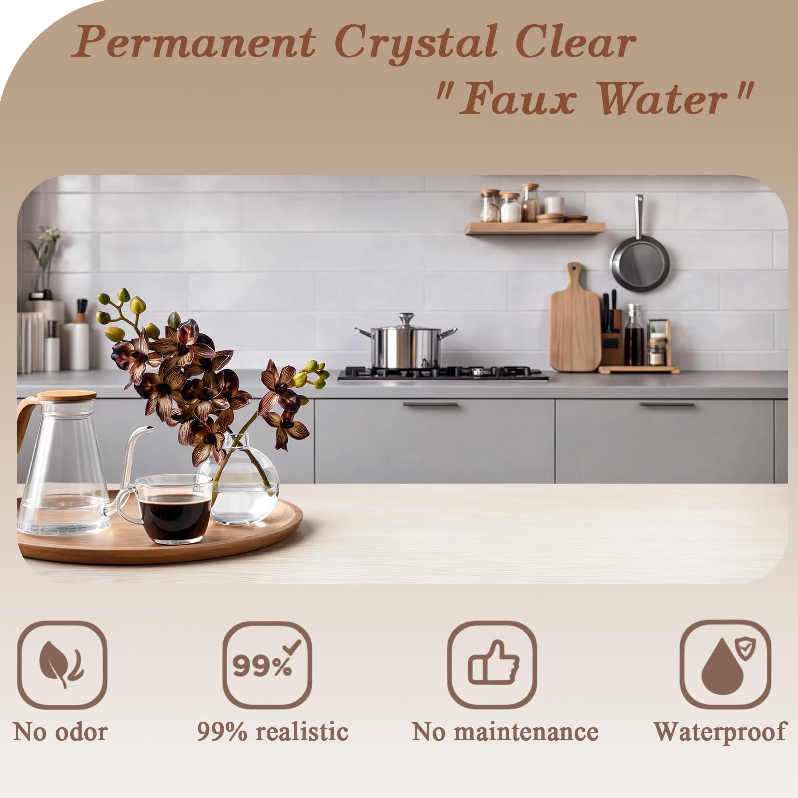Artificial White Orichid Artificial Flowers in Clear Glass Water‑Filled Vase …