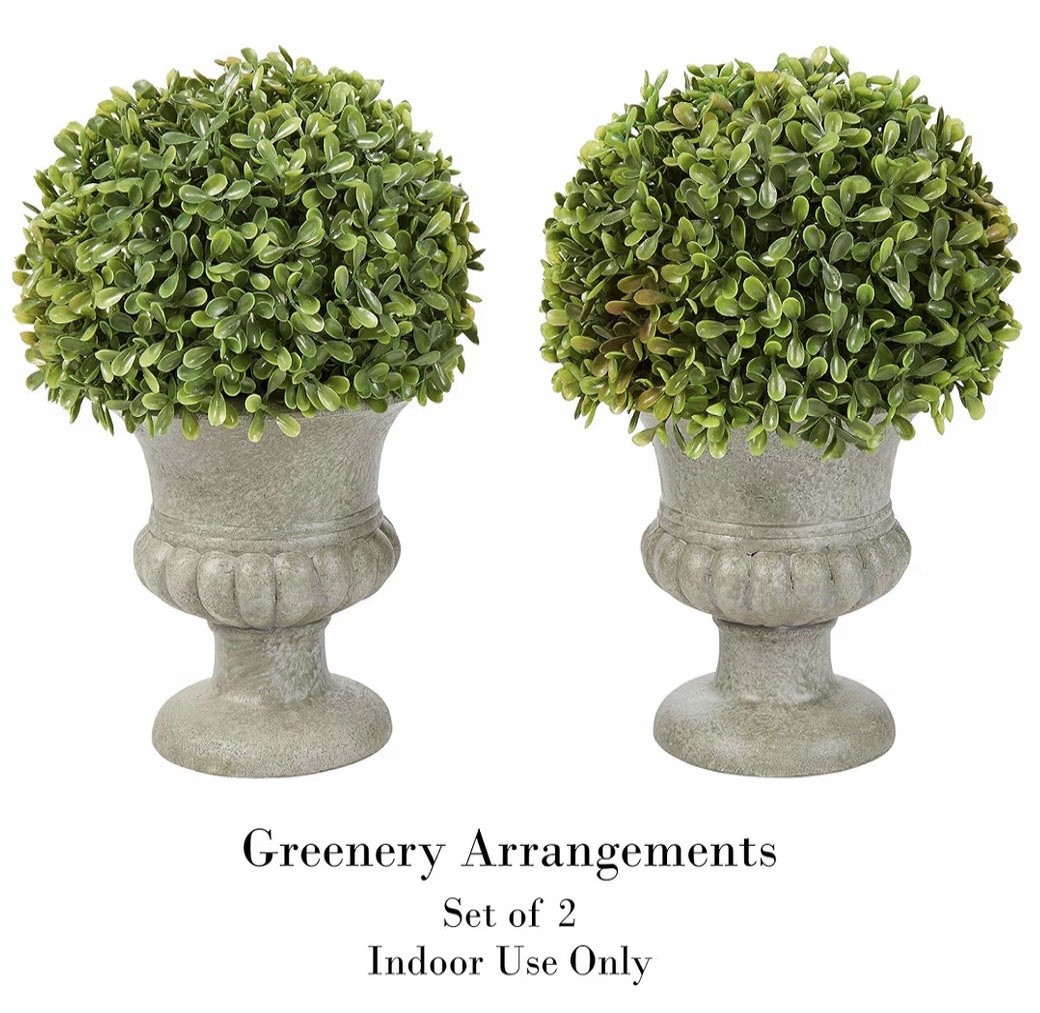 2x Pure Garden Faux Boxwood Topiary 9.5″ Potted Artificial Plant Indoor Greenery