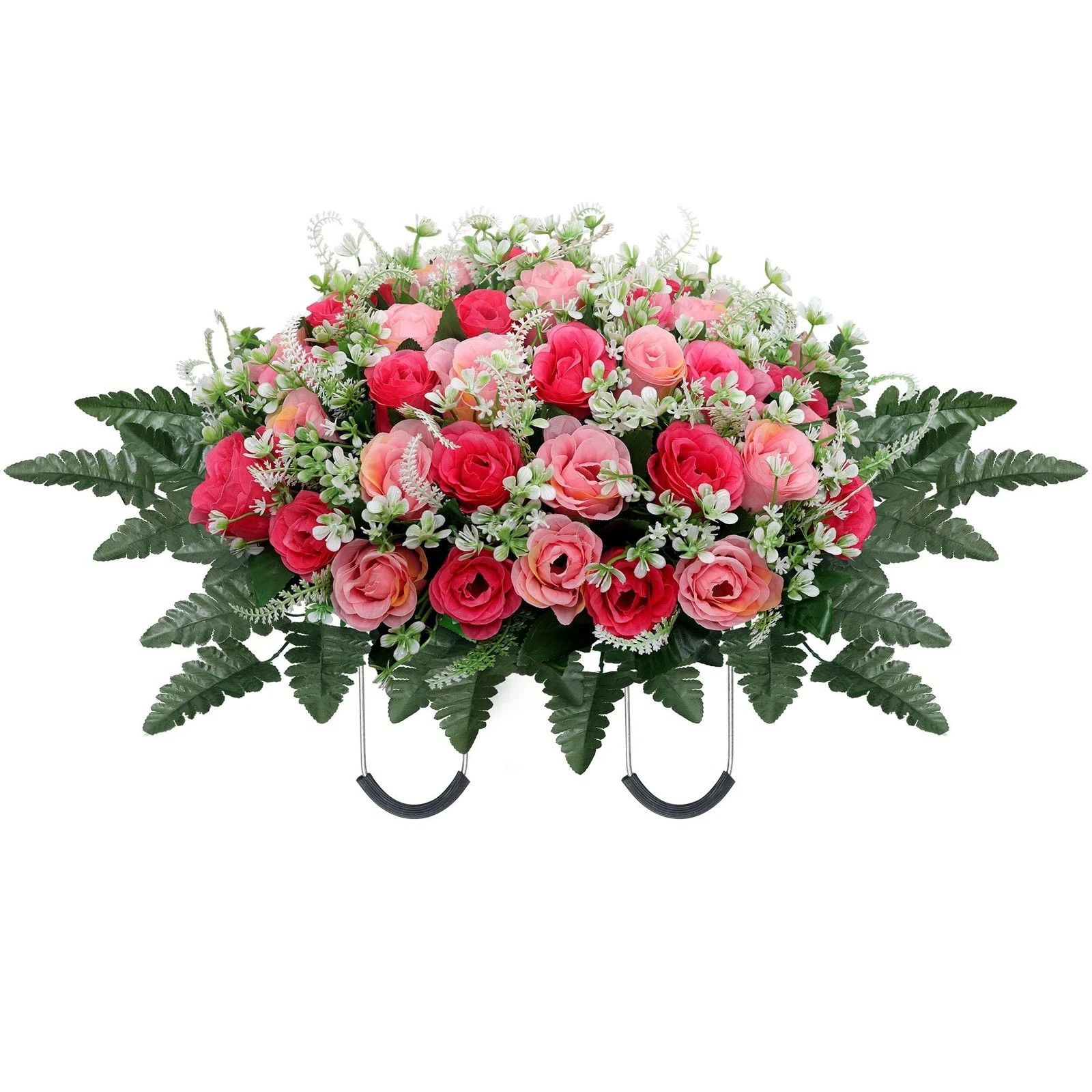 Headstone Flower Saddle,Large Artificial Cemetery Flowers for Grave,Cemetery …