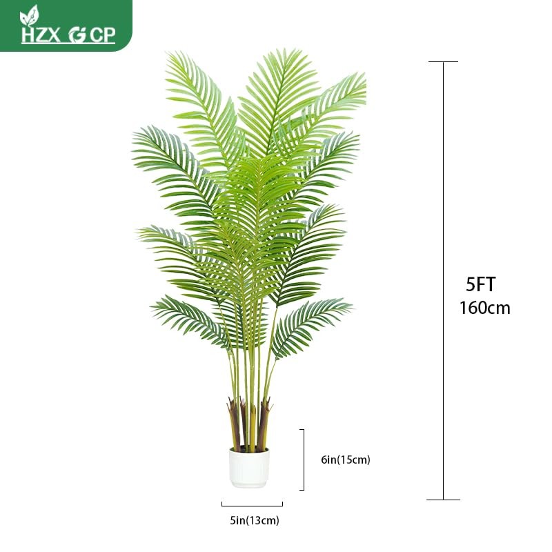 Artificial Palm Tree Indoor 5ft with White Pot,Realistic Leaves 5ft Palm Tree