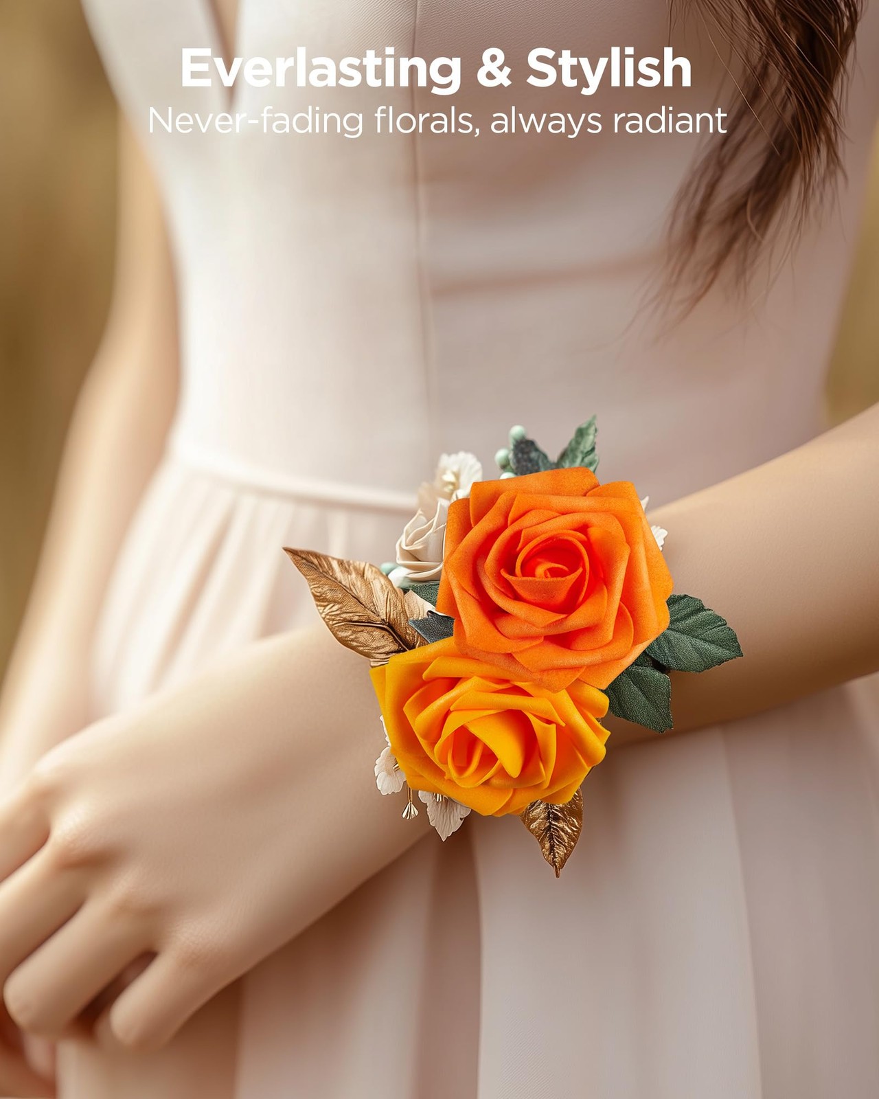InnoGear Artificial Flowers, 50 Pcs Shades of Orange Foam Fake Roses Bulk with