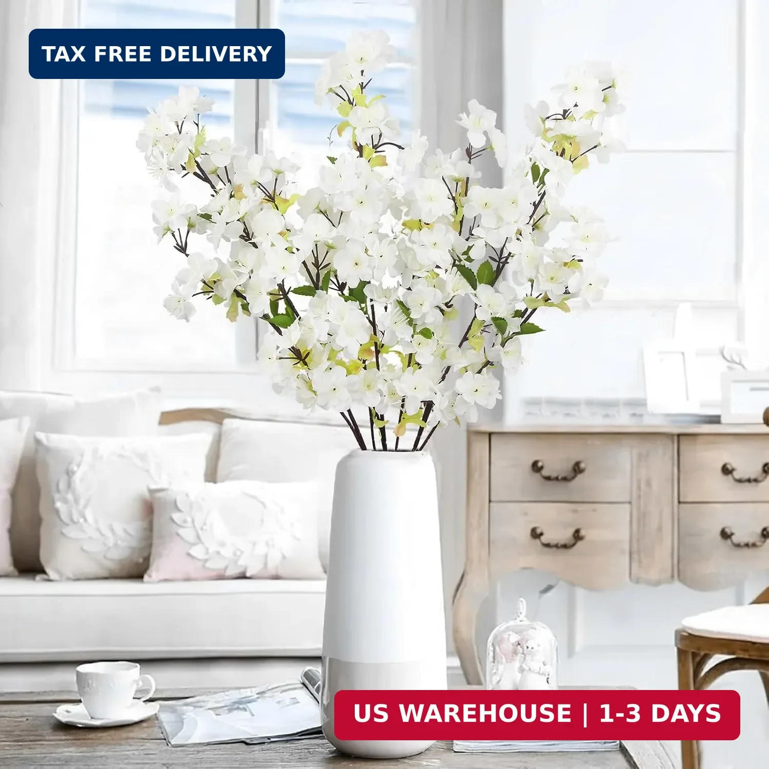 3 Pcs Cherry Blossom Branches for Vase Long Stems Artificial Flowers Spring Summ