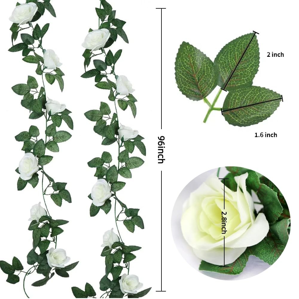 16 FT Fake Rose Vine Garland Artificial Flowers Plants Hanging Rose Ivy Home …
