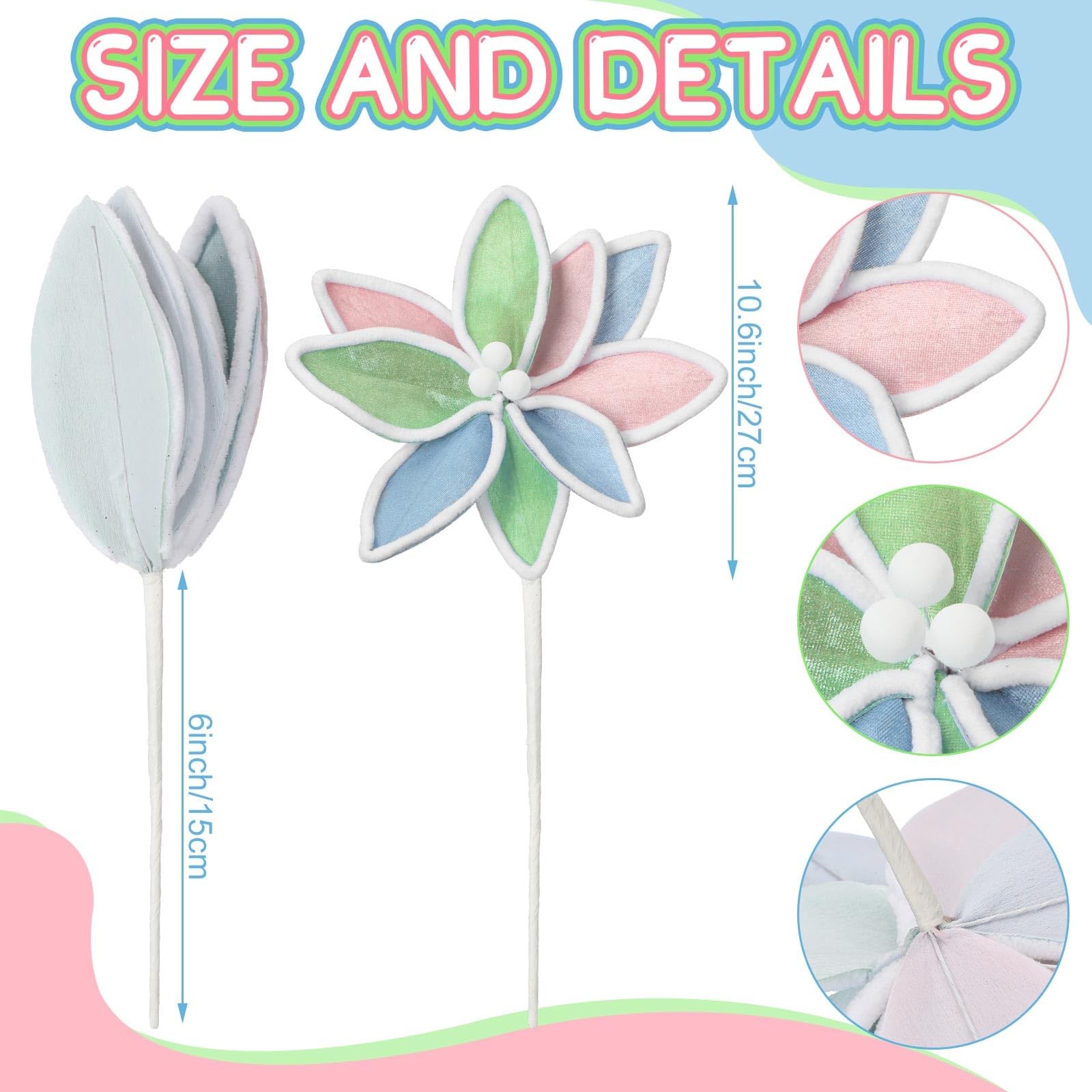 12 Pcs 12” Pastel Christmas Decor Candyland Christmas Poinsettia Tree Decora…