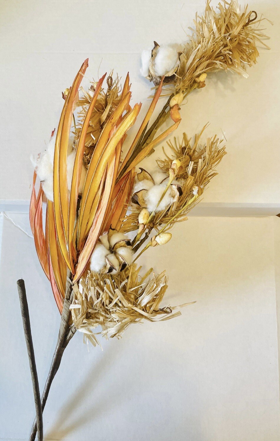 Cotton & Fall Grass Branch, 28” NEW Floral Arrangements Craft Supply