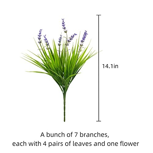 Artificial Plants Outdoor Fake Monkey Grass with Flowers for Green and Purple