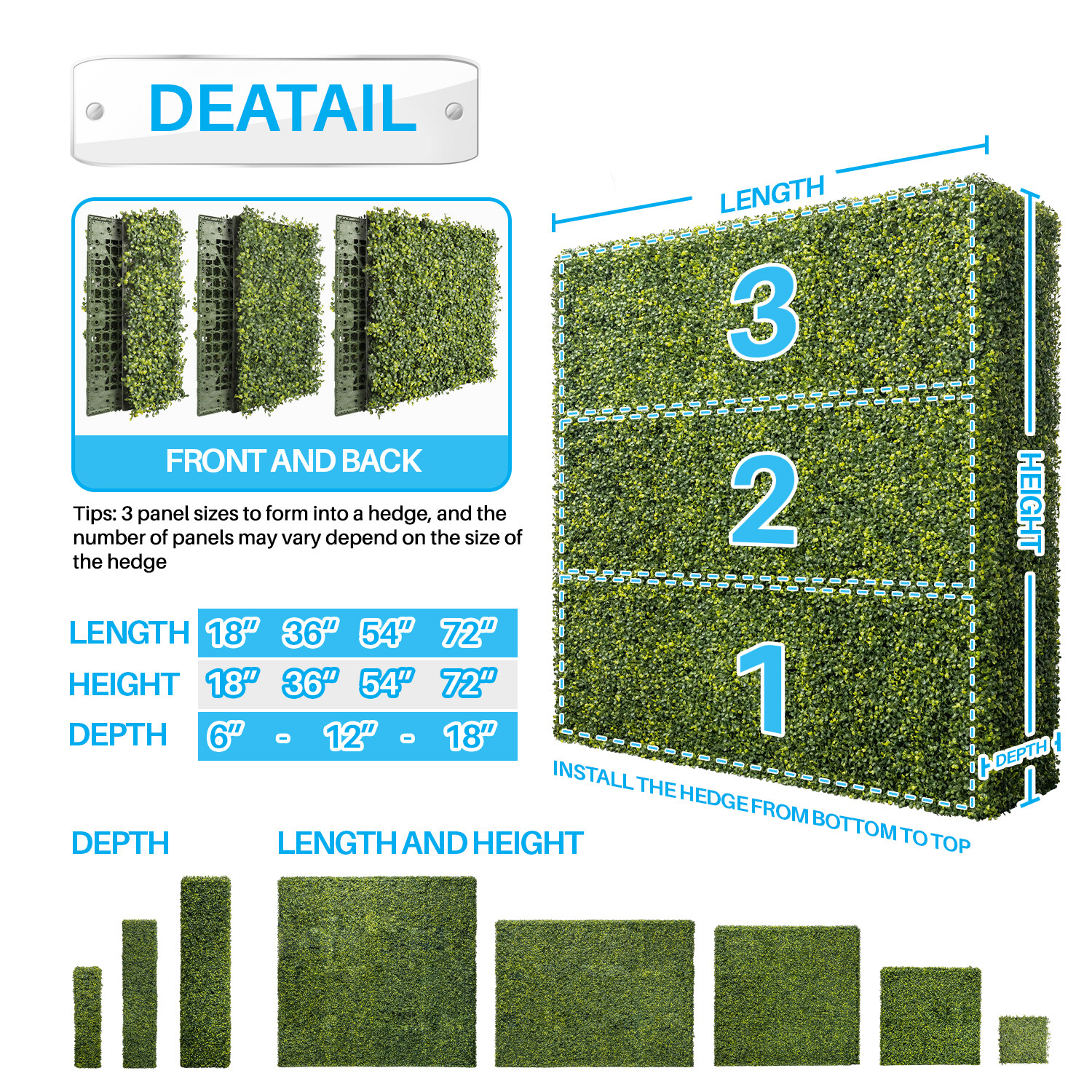 Durable Artificial Boxwood Green Faux Privacy Hedge Wall for Office Garden Decor