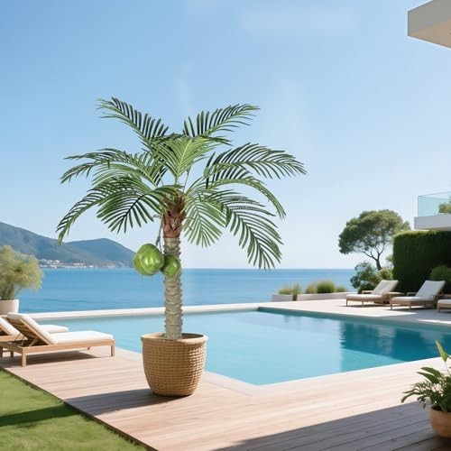 Large 5FT Artificial Phoenix Palm Tree – Faux Coconut Silk Tropical Plant for In