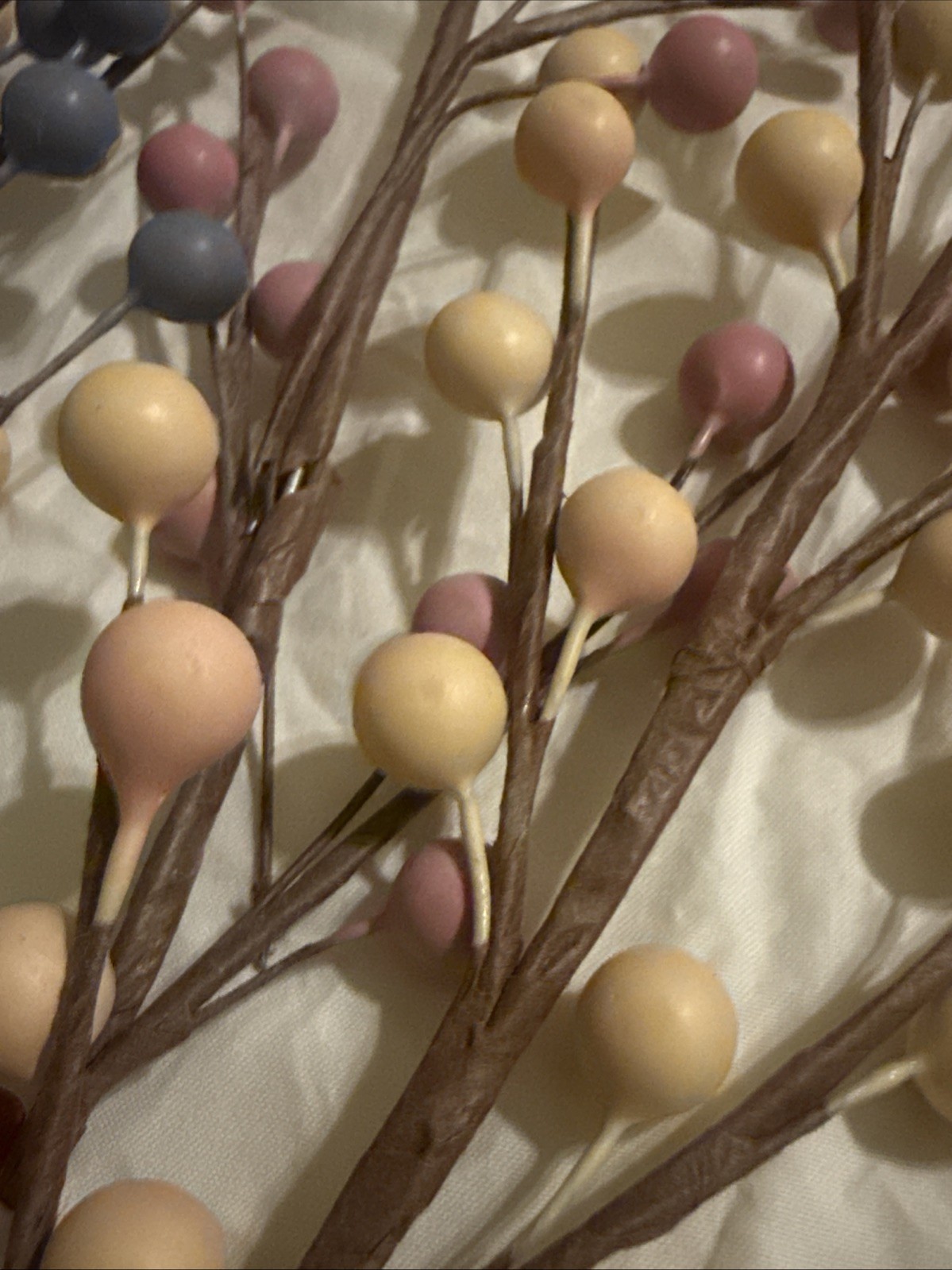 Vtg 70s Floral Berry Picks Lot of 14 NOS 24″ Faux Spring Easter Stems Primitive