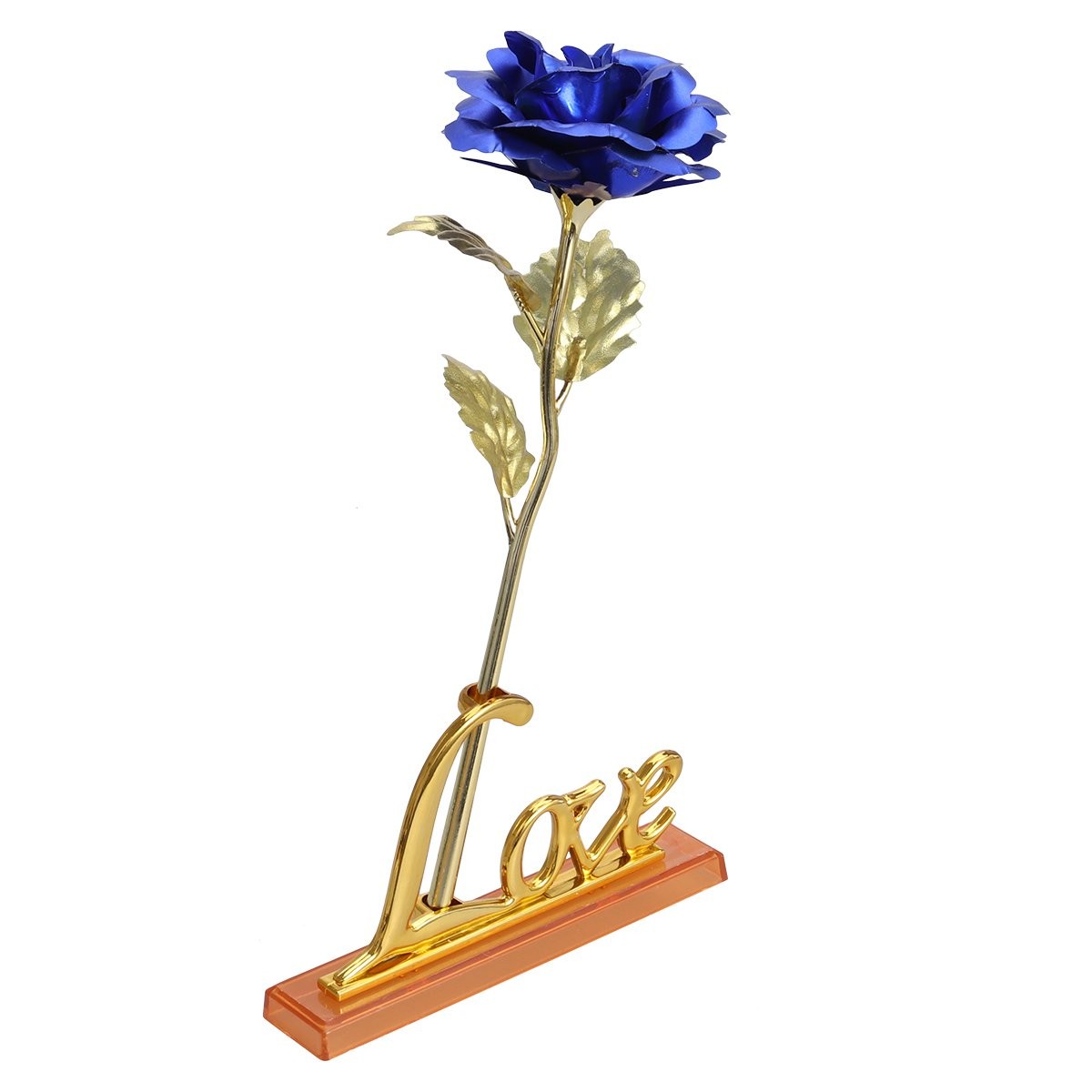 Golden Rose 24K Gold Foil Trim Artificial Rose Flower Long Stem with Love Sta…