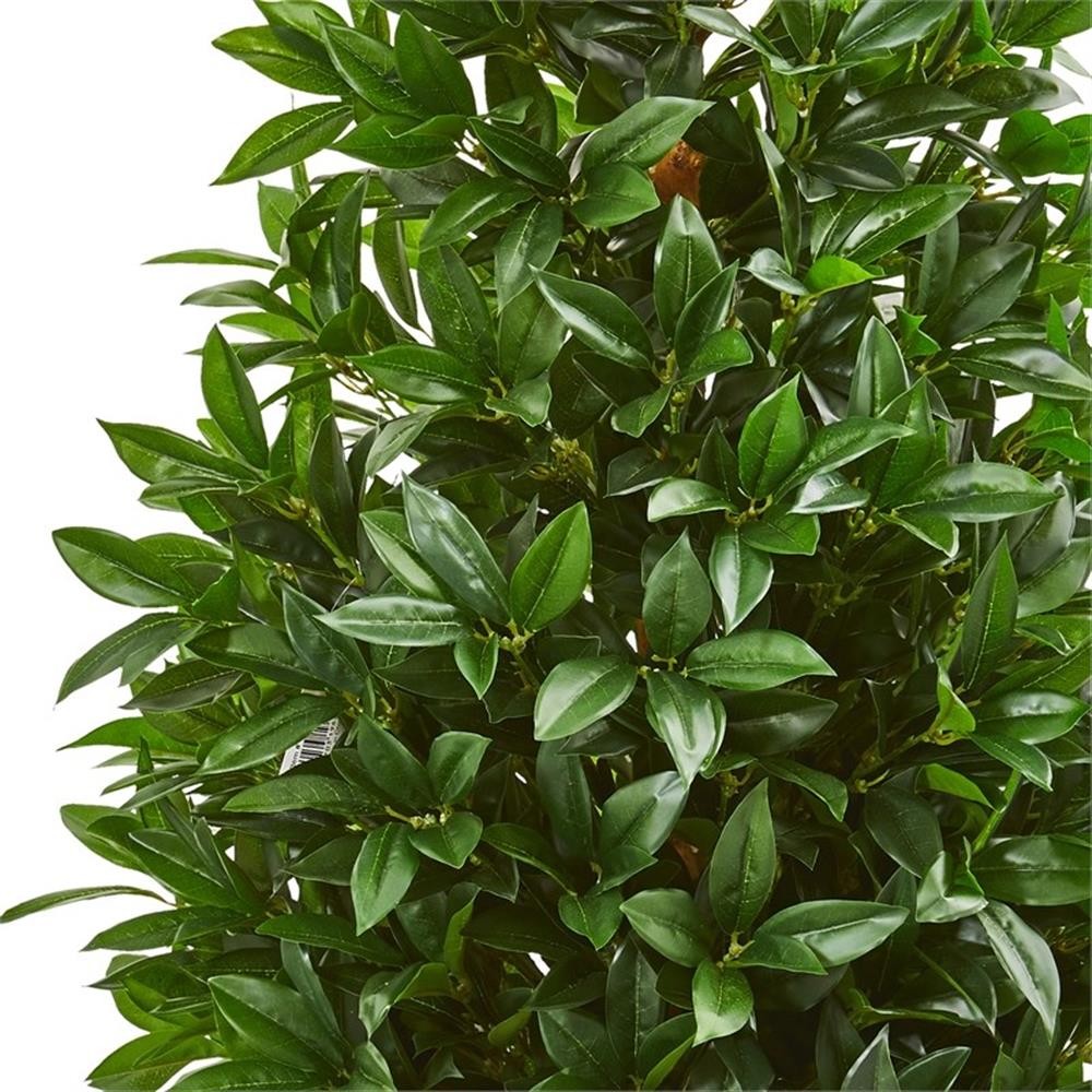 Pemberly Row 48″ Bay Leaf Artificial Topiary Tree UV Resistant in Green/Black