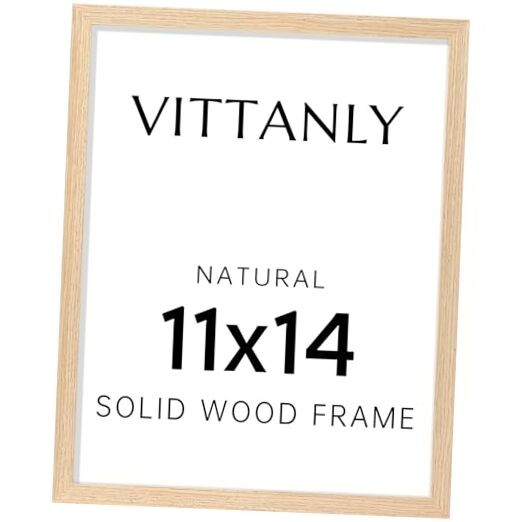 Picture Frame, Solid Wood Frame with Plexiglass, Includes 8×10 11×14 Natural