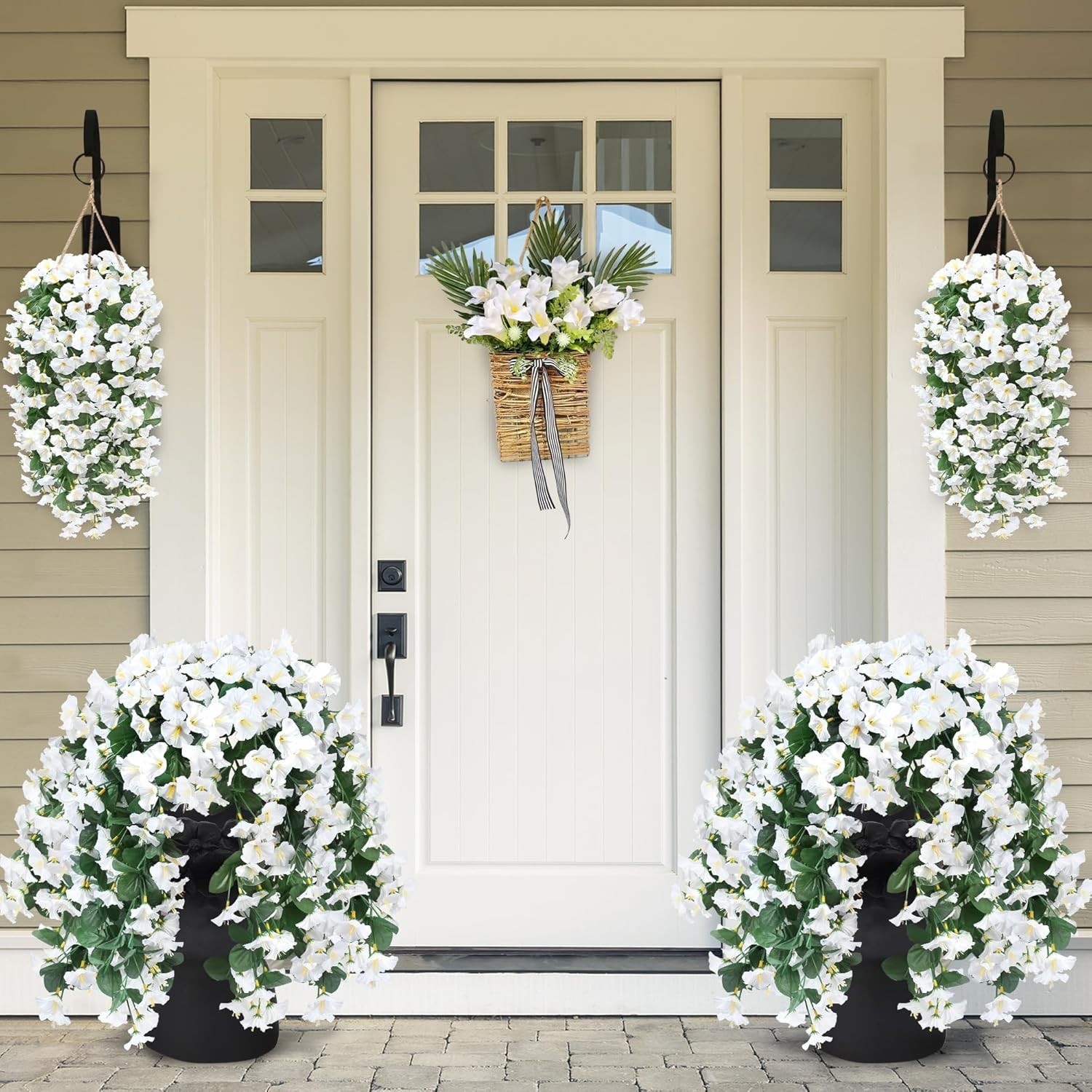 Charming UV Protected Faux Flowers – 2PCS Morning Glory Vines for Versatile Use