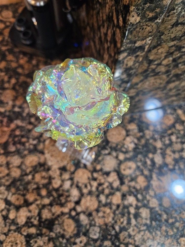 Colorful Luminous Rose Artificial Led Colorful Rose with Love Shape Base for Val