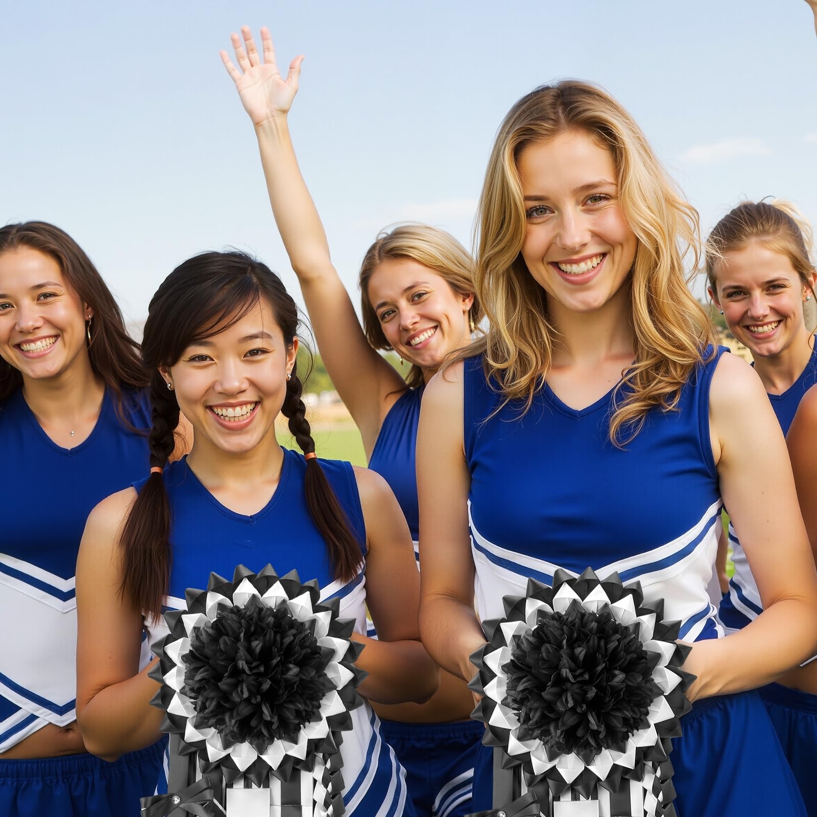 3 Pcs Black Homecoming Mum Flowers 6.5″ Silk Homecoming Mum Supplies Trinkets…