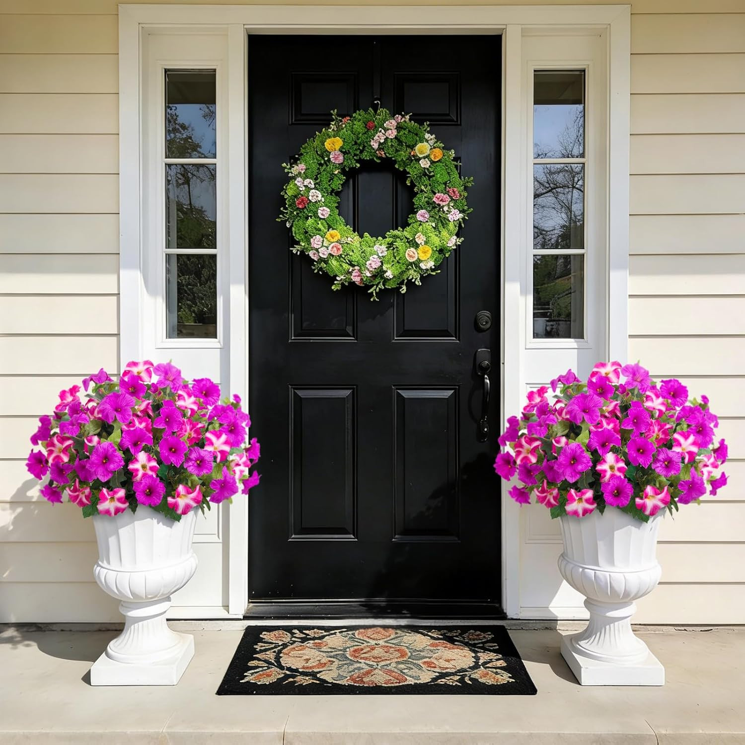 6 Pcs Artificial Petunia Flowers for Outdoor, Fake Spring Petunias Faux Silk Flo
