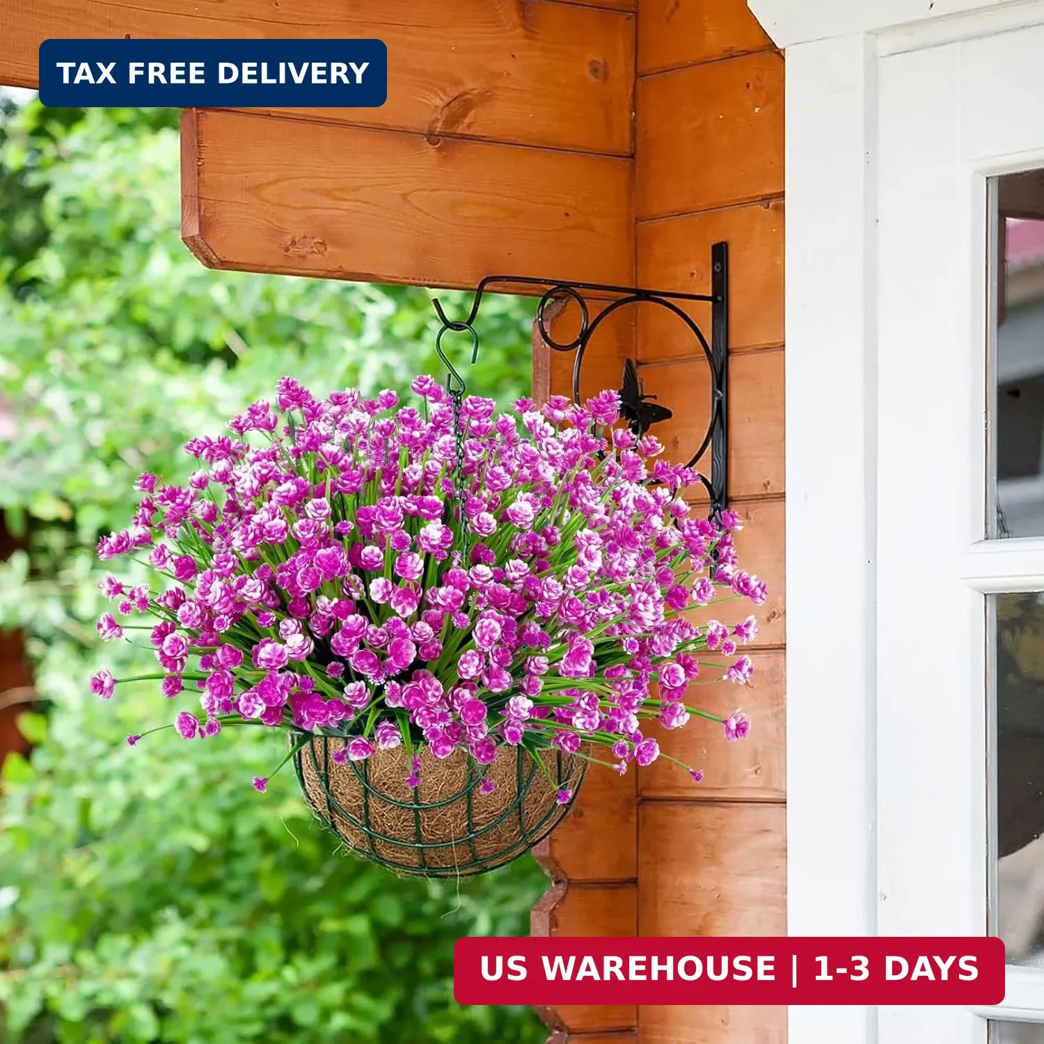 Ouddy Decor 12 Bundles Artificial Flowers for Outdoors UV Resistant Fake Plastic