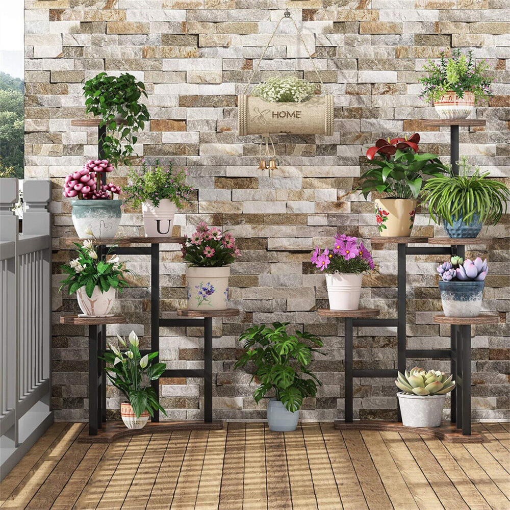 6 Tiers Corner Plant Shelf Flower Stand Tall Plant Shelves Organizer Rack Heavy