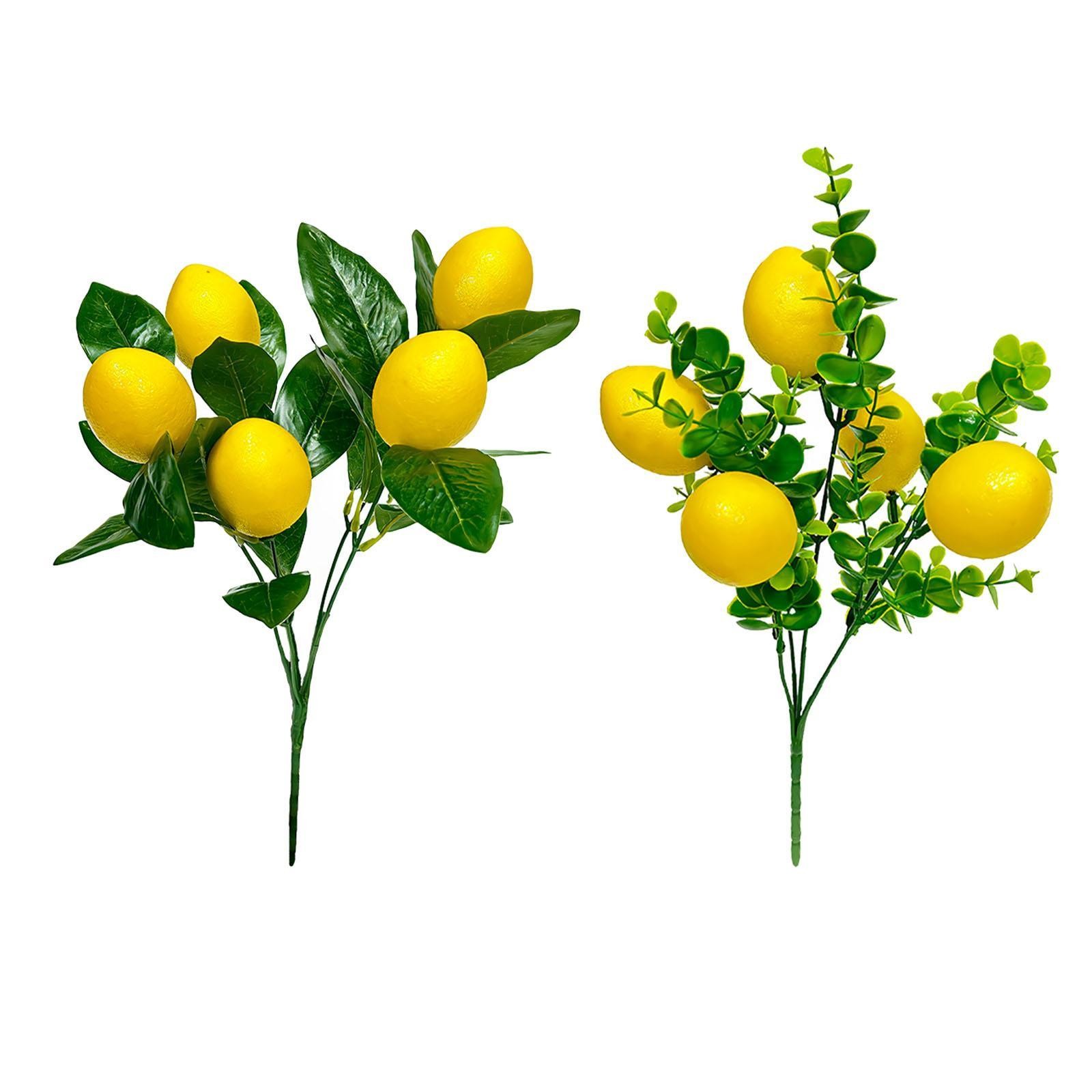 Lifelike Lemon Branch Vivid Artificial Lemon Decor for Kitchen Wedding Patio