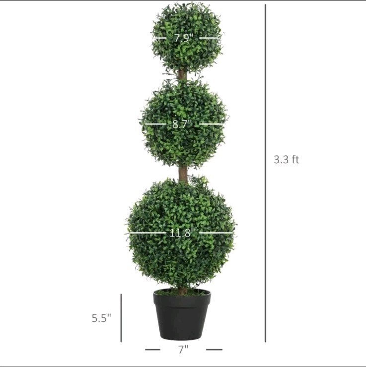 2 Pcs Artificial Ball Boxwood Topiary Plant Fake Plant In Pots Indoor Outdoor