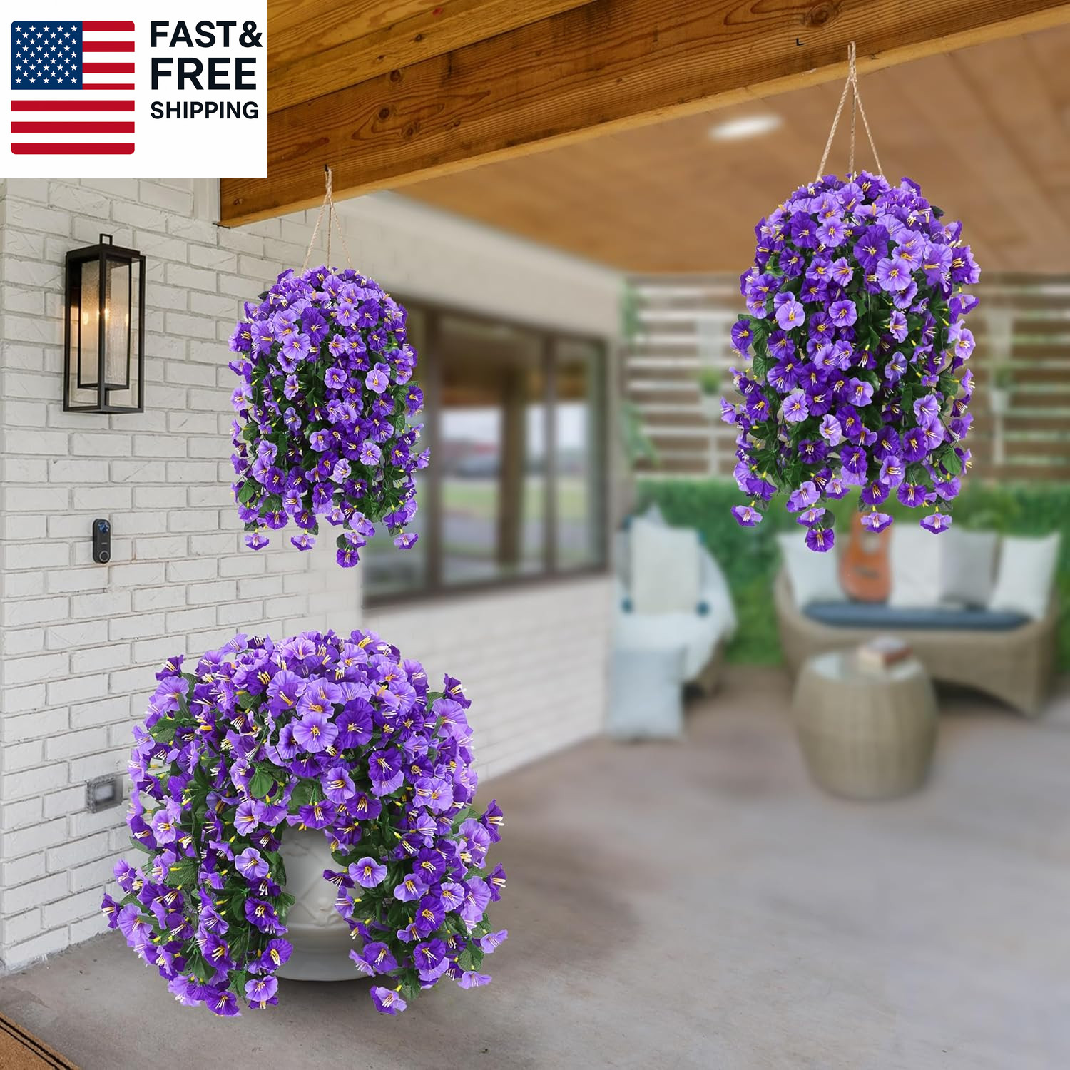 Artificial Fake Hanging Flowers Plants Outdoor outside Spring Summer Decoration
