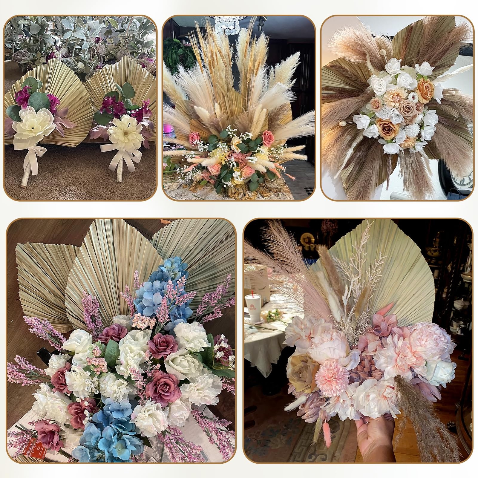 105 Pcs Boho Dried Pampas Grass Decor Bulk