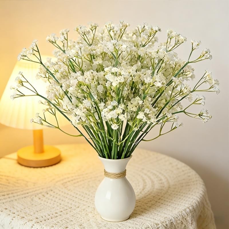 10 PCS White Babys Breath Artificial Flowers Real Touch Gypsophila Wedding