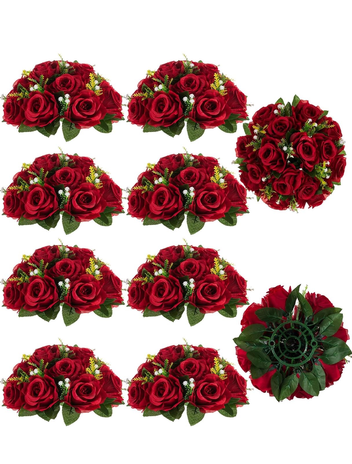 10 Pcs Crimson Red Artificial Rose Flower Balls