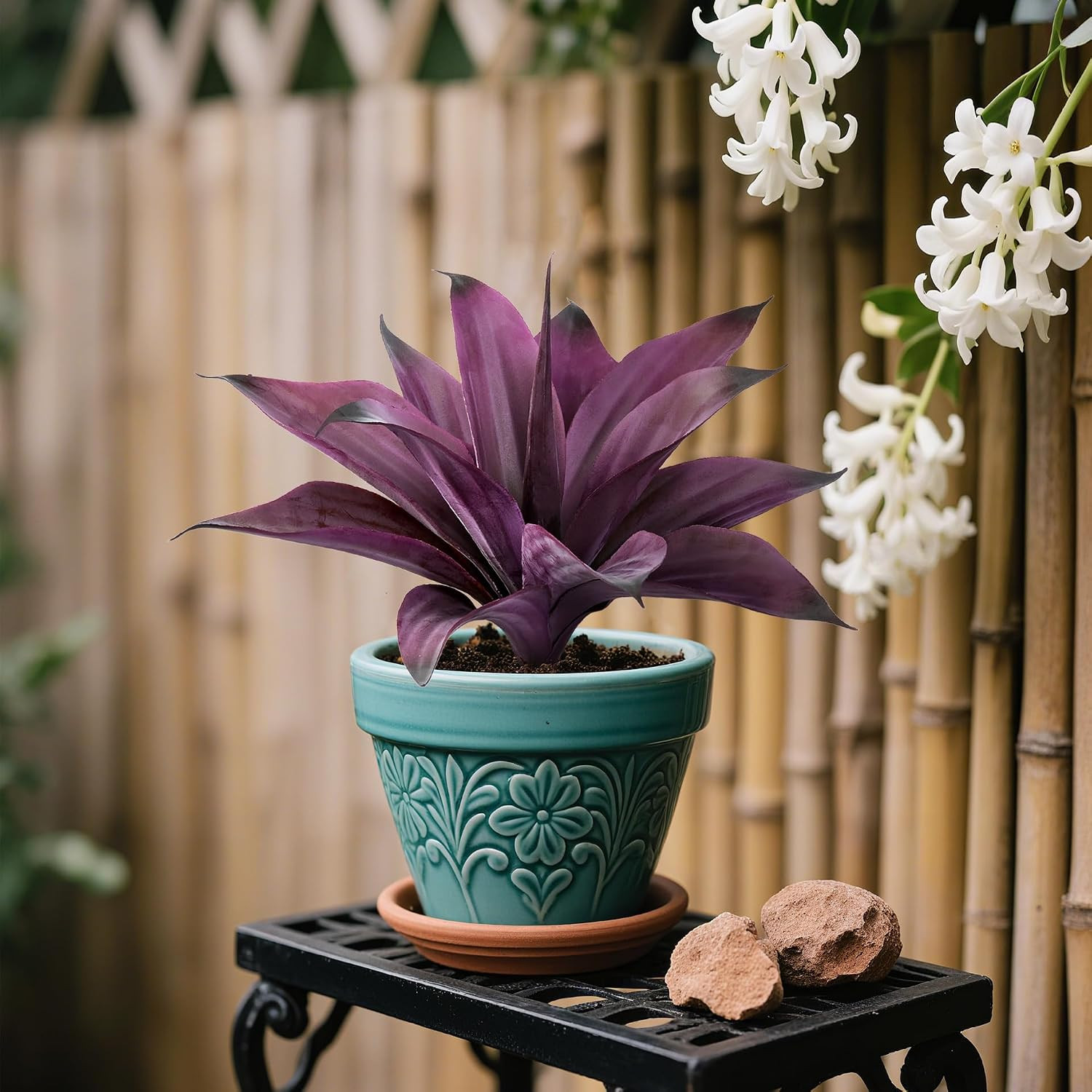 UV Resistant Faux Agave Plants – 14.2in Purple, 2 Pack for Indoor/Outdoor Use