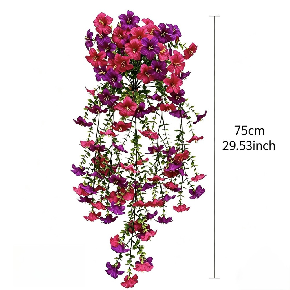 Artificial Hanging Basket with Adjustable Branches Eucalyptus Morning Glory