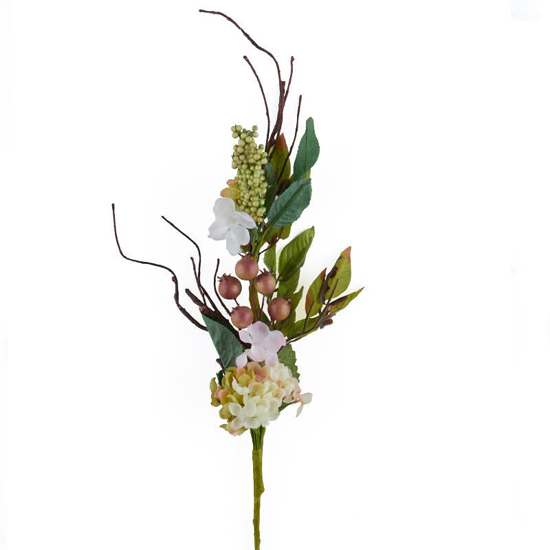 Set of 4 Artificial Hydrangea and Rosehip 29″ Floral Stems