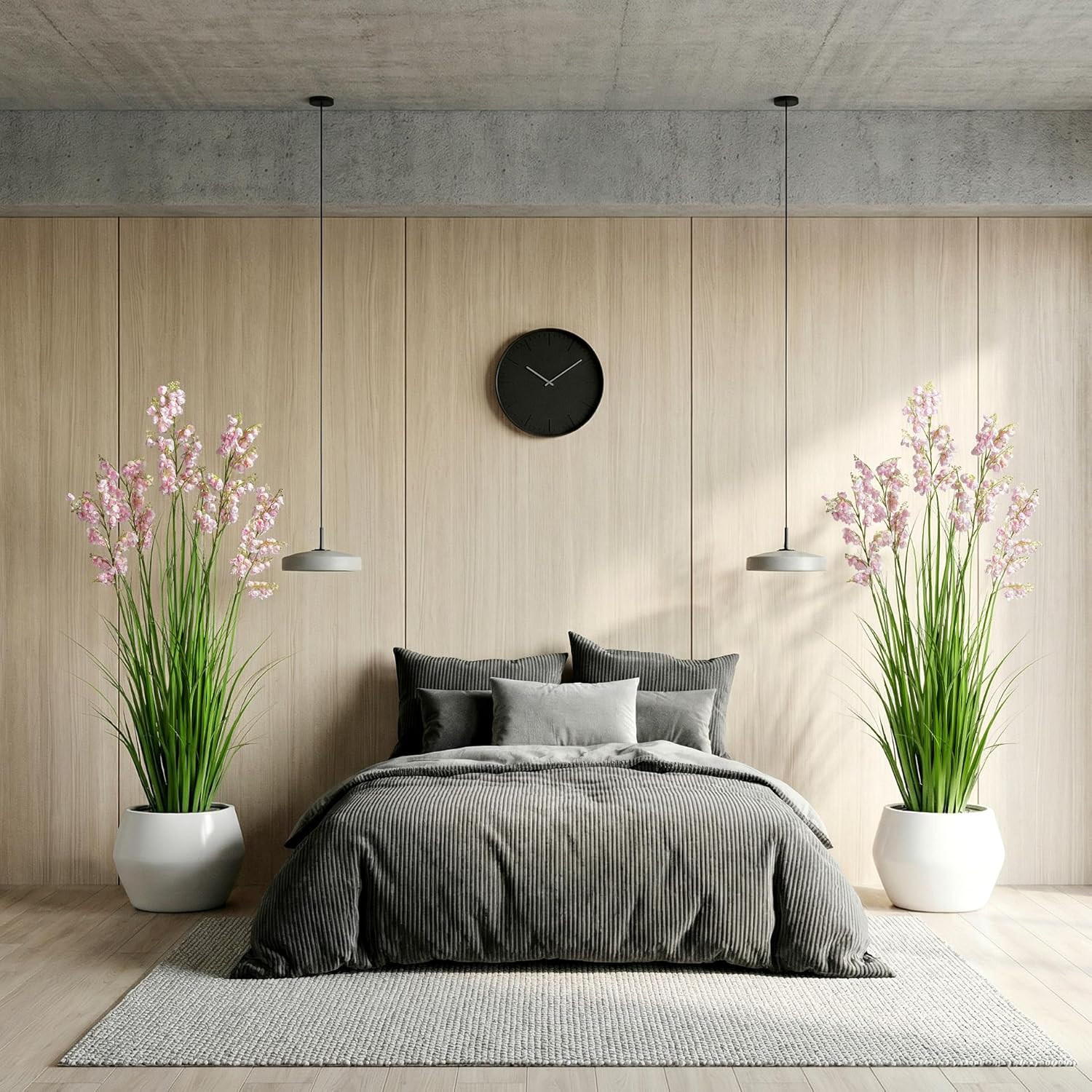 Lily of the Valley & Snake Plant Artificial Decor – 47″ Pink Grass 2Pcs