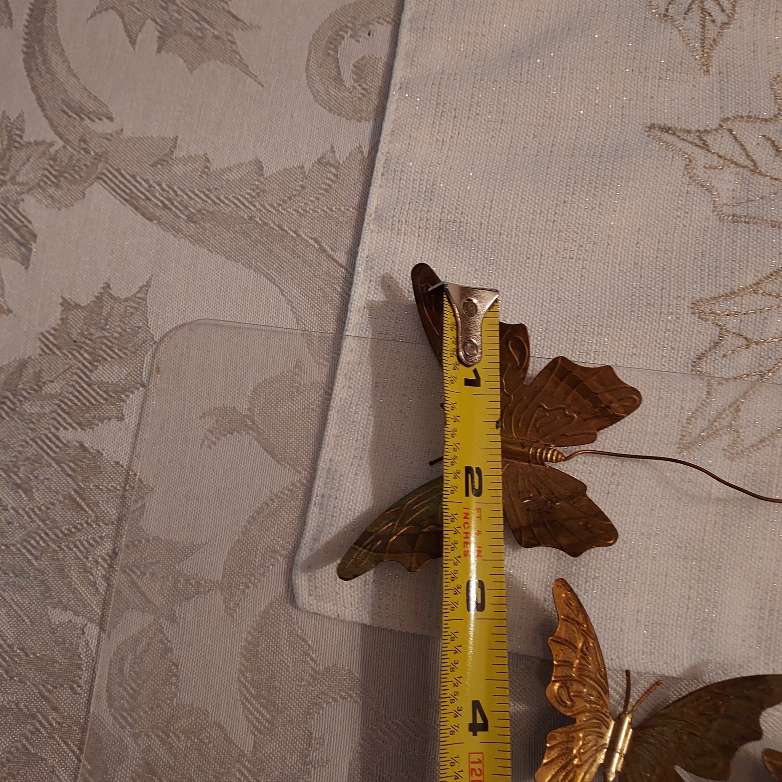 Vintage Gold Brass Color Metal Butterfly Wired Tie Ons Floral Decor Qty of 12