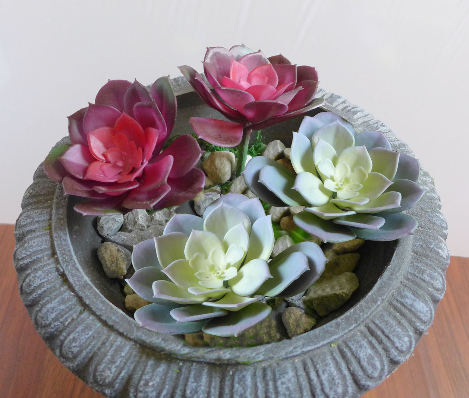 Artificial Small Snow Lotus Succulents Grass Red + Gray(Set of 4)