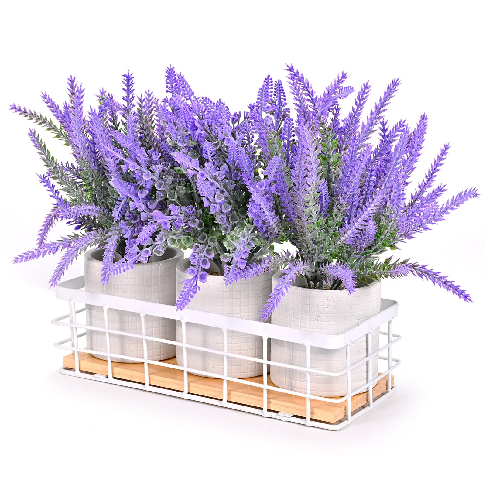 Small Fake Plants, 3 Pack Mini Artificial Plants Fake Lavender Plant in Pot, …