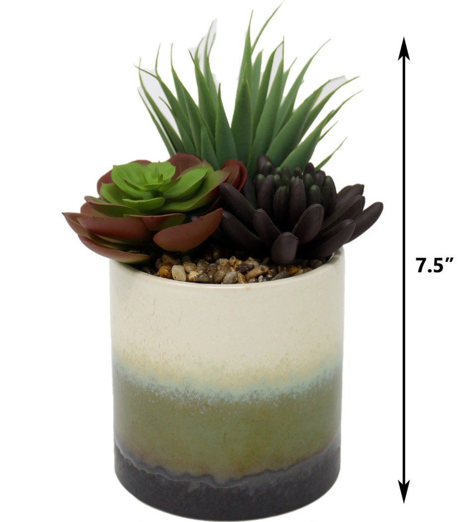 Mainstays 7.4″ Mixed Artificial Succulent Arrangement in Ceramic Planter