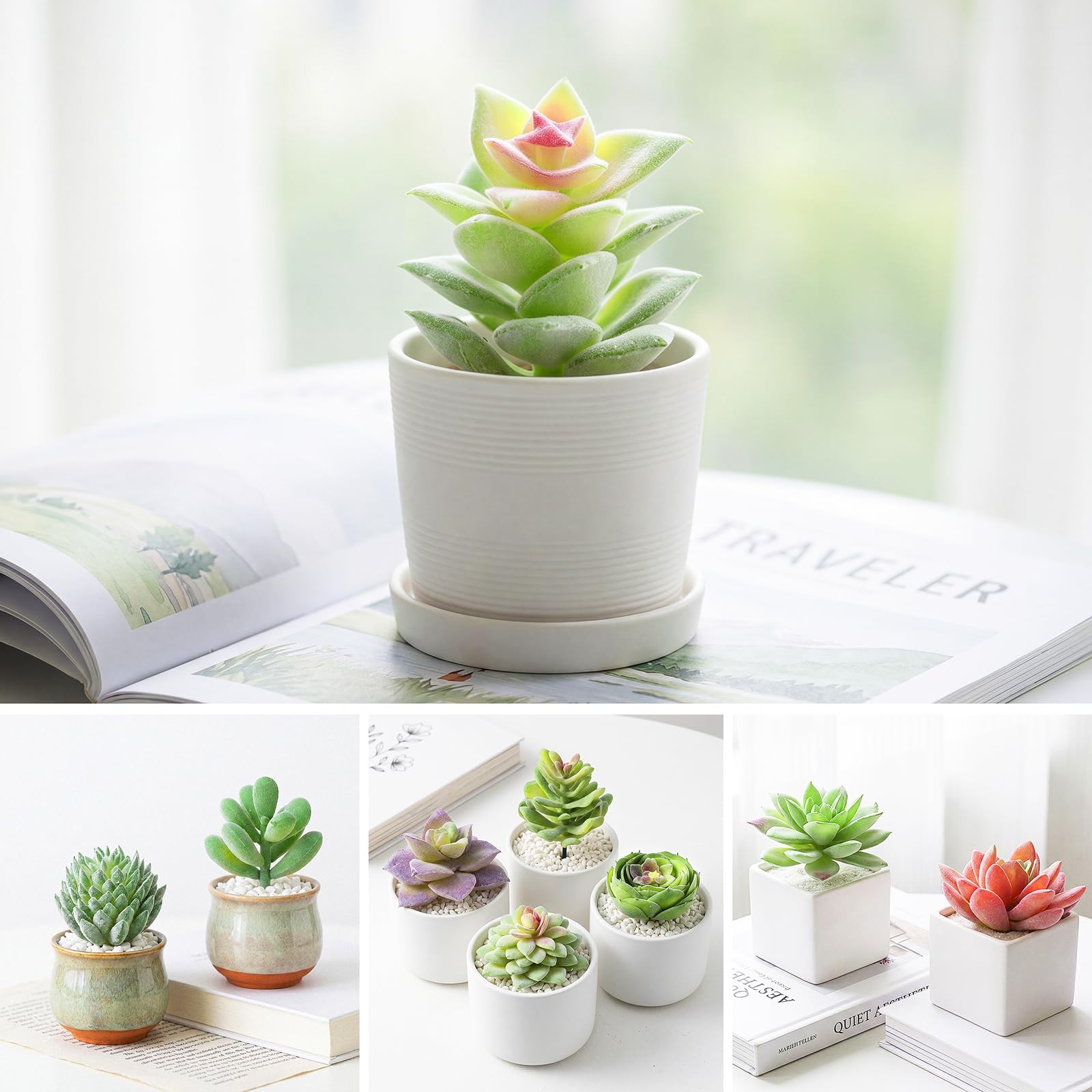 12 Pcs Artificial Succulents Mini Fake Plants Unpotted Faux Succulent for Cra…