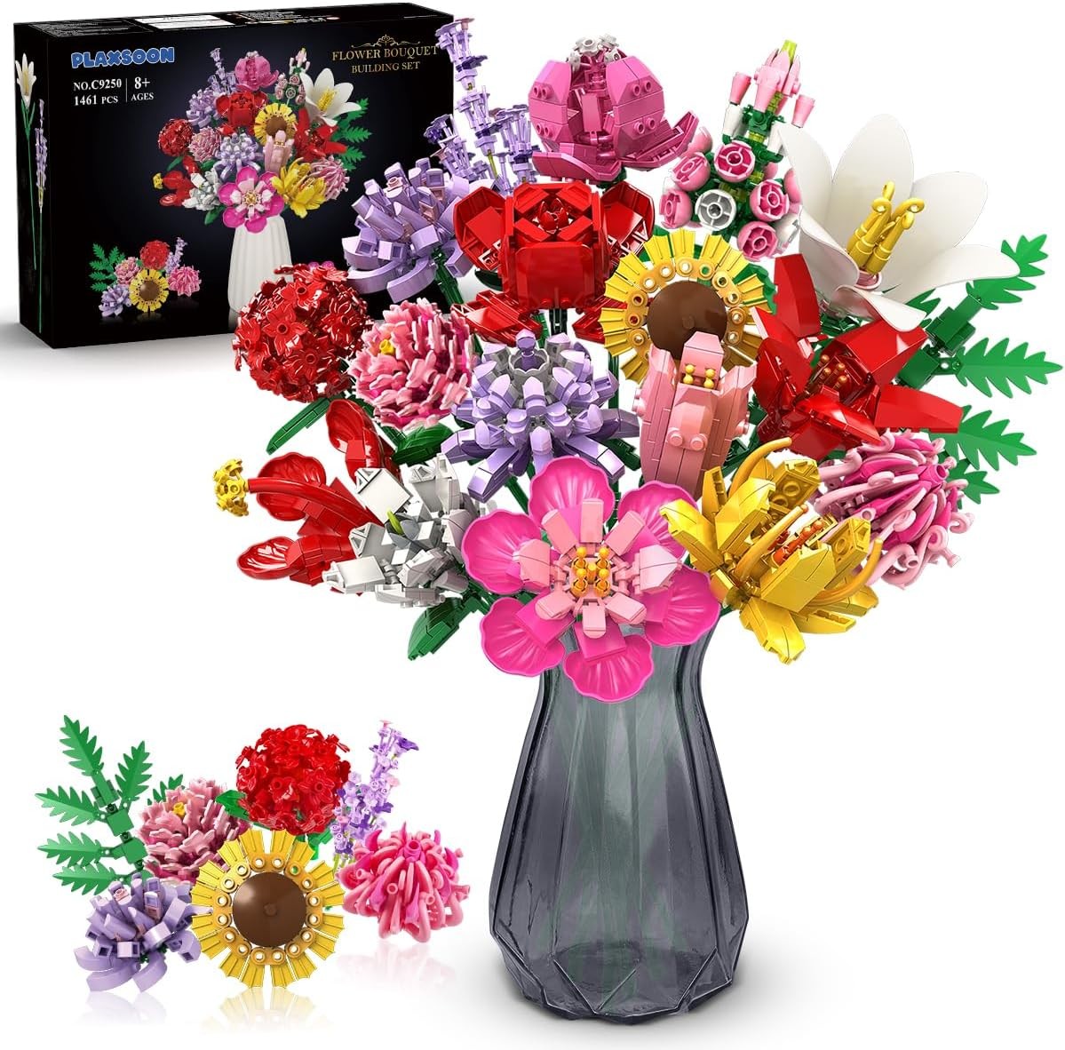 Flower Bouquet Building Set, Valentines Day Botanical Collection Building Block