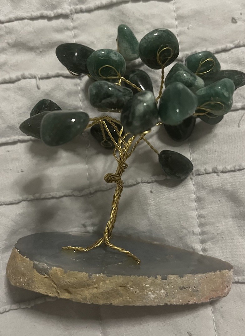 vintage glass jade hardstone bonsai tree