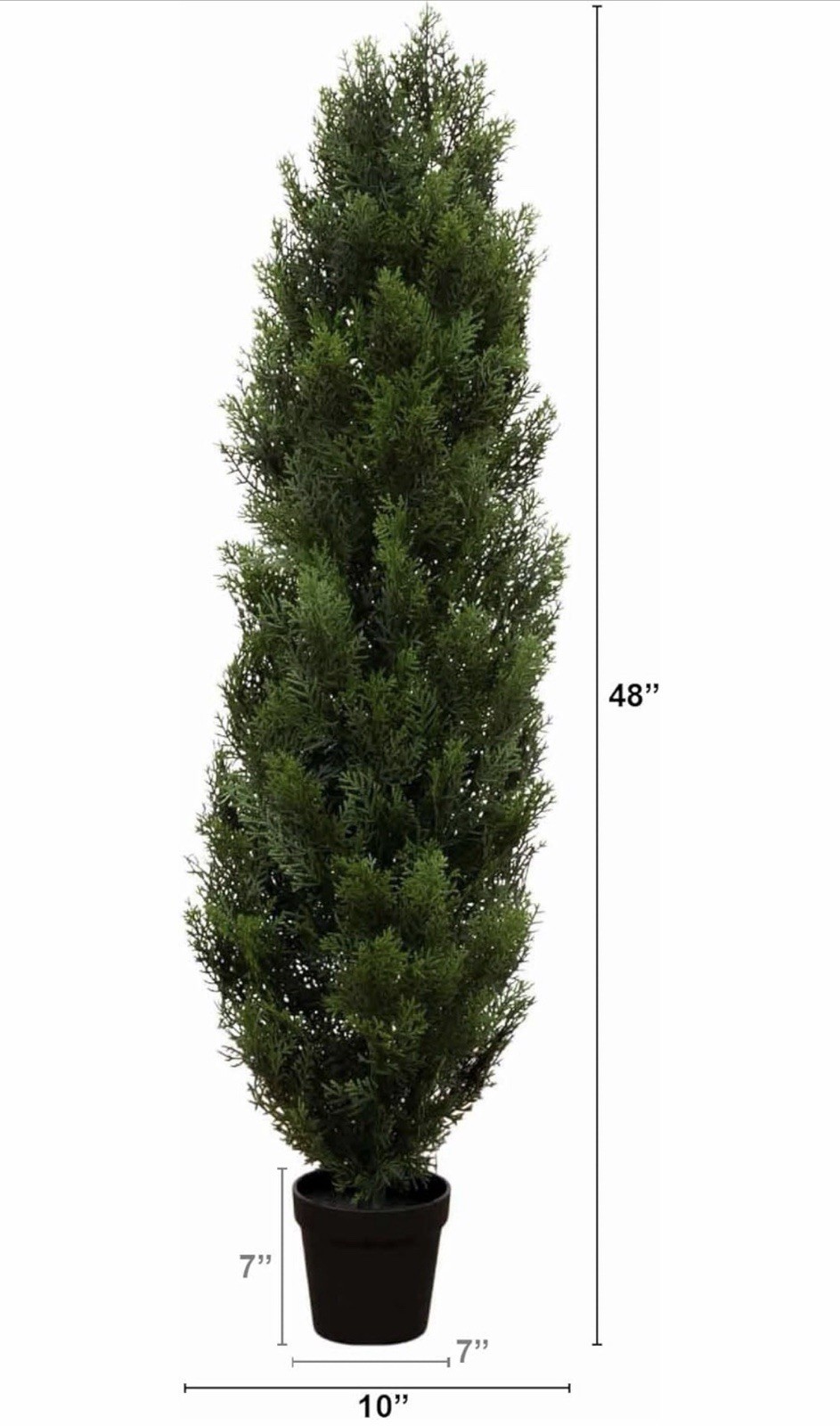 4’ UV Artificial Cedar Topiary Tree in Black Pot Planter, Green Indoor/Outdoor