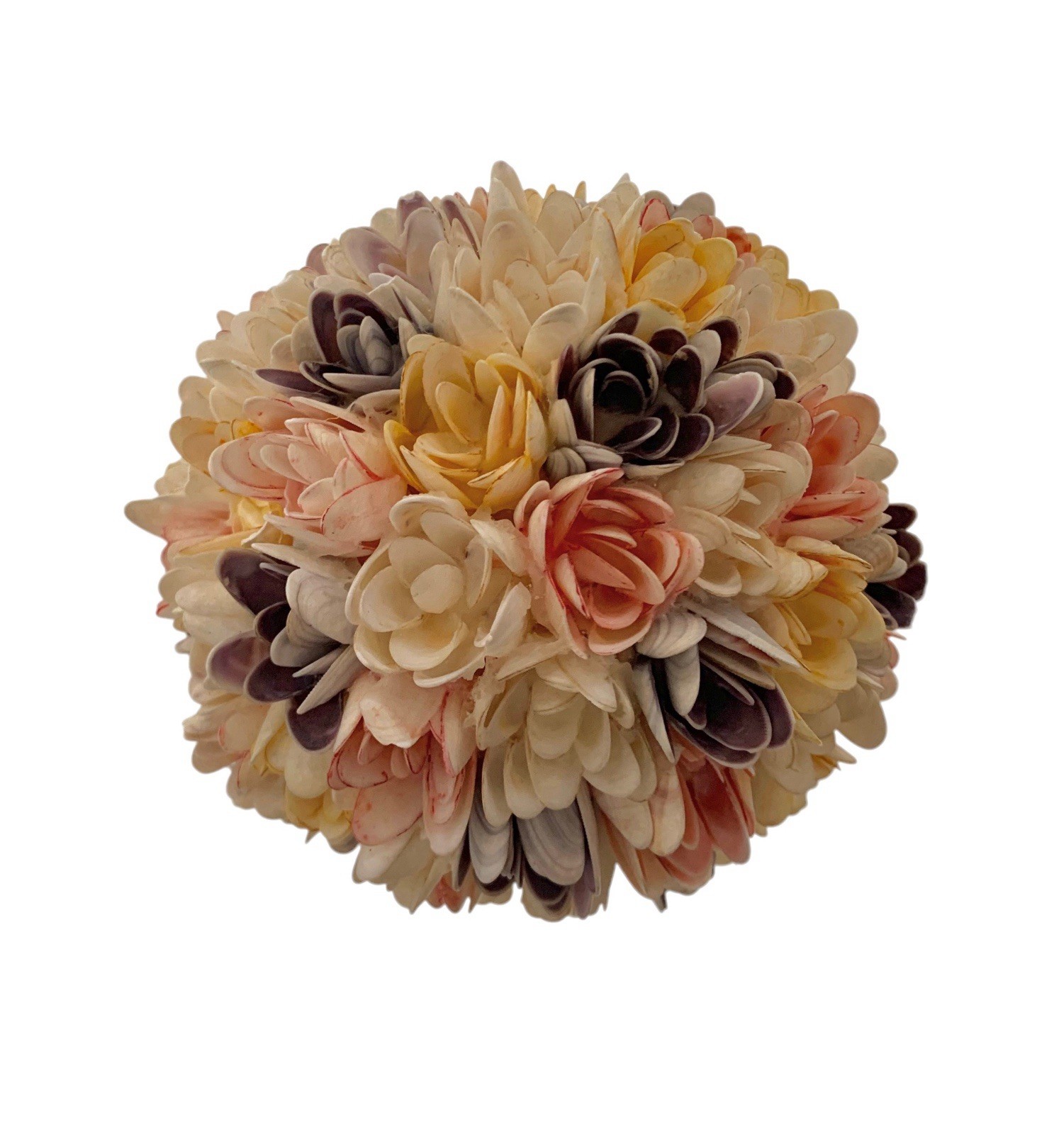 Seashell Flower Arrangement on Footed Bowl Vintage Costal Art Decor