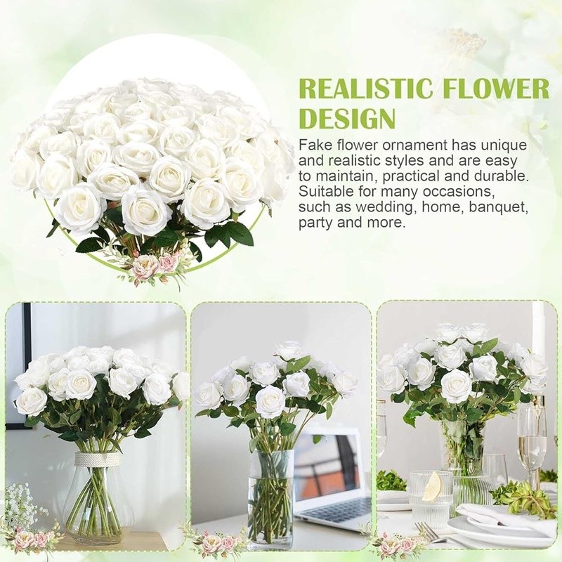 Artificial Silk Velvet Roses 60 Long Stem Realistic Flowers Home Decor Wedding